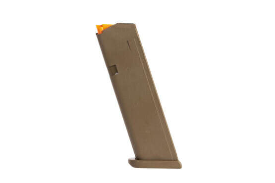 Glock OEM model 17 5th gen hi capacity mags have an FDE finish and flared base plate for fast magazine changes